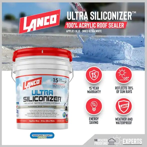 7 Best Roof Sealants For Asphalt Shingles 3 Lanco Ultra Siliconized Acrylic Elastomeric Roof Coating