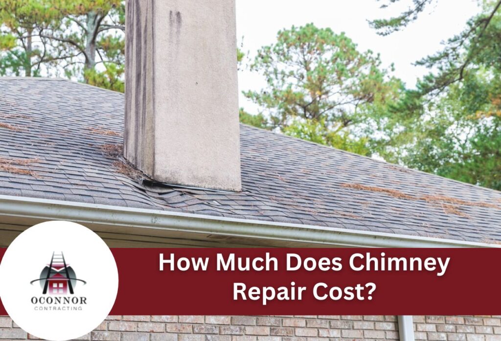 Damaged roof with chimney showing wear and deterioration needing repair