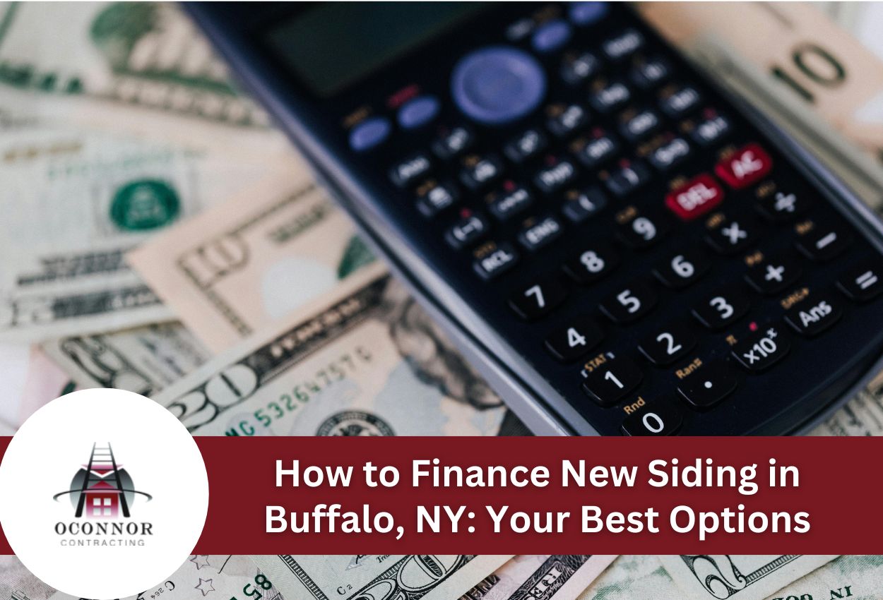 Calculator and cash represent financing options for siding in Buffalo, NY.